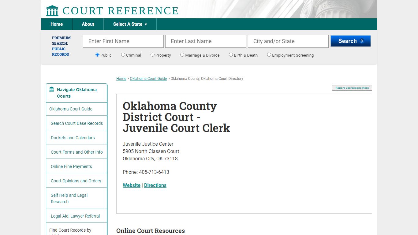 Oklahoma County District Court - Juvenile Court Clerk - Courtreference.com